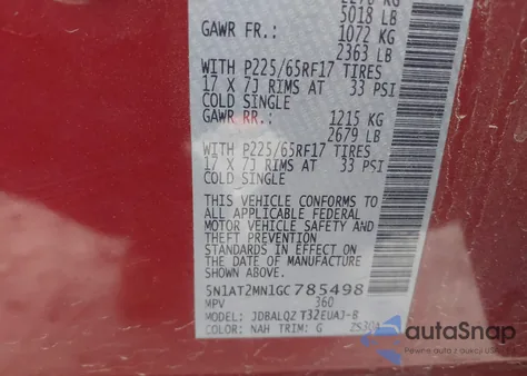 2016 Nissan Rogue S/Sl/Sv from USA, damaged, VIN 5N1AT2MN1GC785498